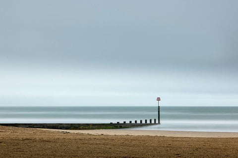 Bournemouth Beach White Modern Wood Framed Art Print with Double Matting by Digalakis, George
