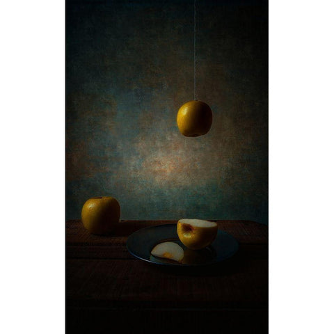 Apples Black Modern Wood Framed Art Print with Double Matting by Idris, Ahmed