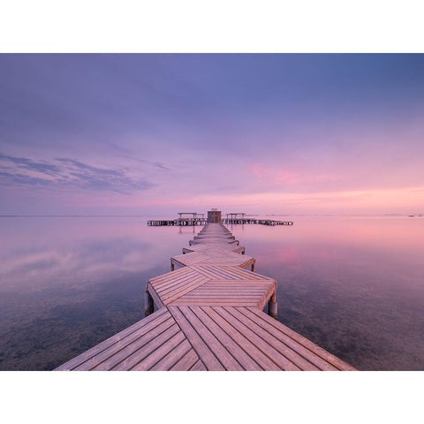 The Pier Black Modern Wood Framed Art Print with Double Matting by De la, Javier