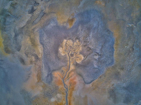 Yarapa?Lap Dring Lake White Modern Wood Framed Art Print with Double Matting by Musakeskin