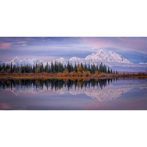 Denali Reflection Black Modern Wood Framed Art Print with Double Matting by Zheng, Michael