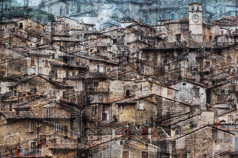 Scanno White Modern Wood Framed Art Print with Double Matting by Della Latta, Massimo