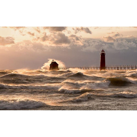 Raging Lake Black Modern Wood Framed Art Print with Double Matting by Li, Alex