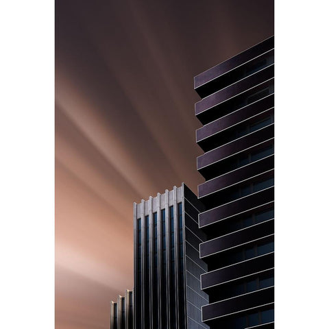 Lines In The Sky Black Modern Wood Framed Art Print by Lopez Ruiz, Juan