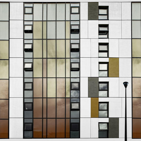 Manchester Facade White Modern Wood Framed Art Print with Double Matting by Schuster, Inge