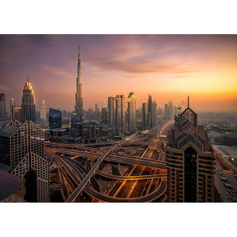 City Of Giants Black Modern Wood Framed Art Print by Perez Aamp, Alvaro