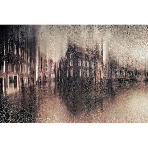 Amsterdam In The Rain White Modern Wood Framed Art Print by aRRO