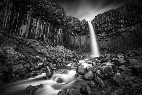 The Great Svartifoss Black Ornate Wood Framed Art Print with Double Matting by Kahila, Janne