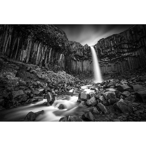 The Great Svartifoss Black Modern Wood Framed Art Print by Kahila, Janne