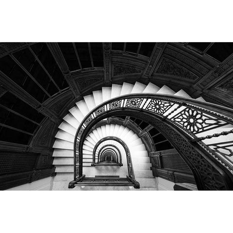Staircase Black Modern Wood Framed Art Print with Double Matting by Zhao, Henry