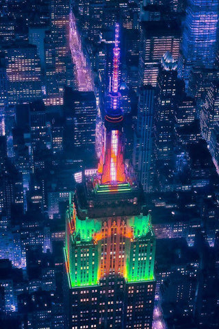 Top Of The Empire White Modern Wood Framed Art Print with Double Matting by De La, Javier