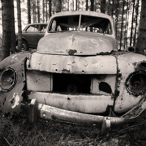 Volvo Pv544 White Modern Wood Framed Art Print by Kustas, Anders