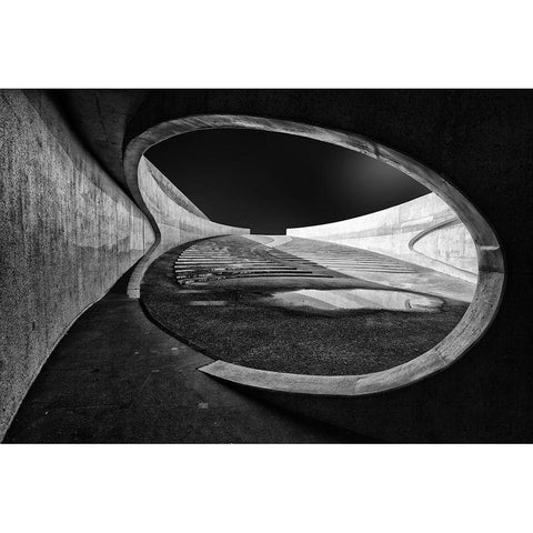 Throught The Hole White Modern Wood Framed Art Print by Van De, Jeroen