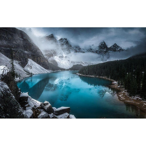 Moraine Lake White Modern Wood Framed Art Print by Heinz, Timo