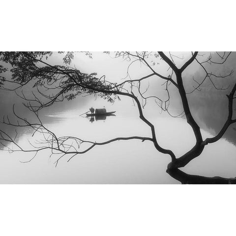 Fog Black Modern Wood Framed Art Print with Double Matting by Z, Bingo