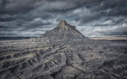 Factory Butte Black Ornate Wood Framed Art Print with Double Matting by Zheng, Michael