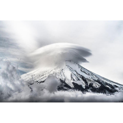 Umbrella Cloud Fuji White Modern Wood Framed Art Print by Suzuki, Takashi