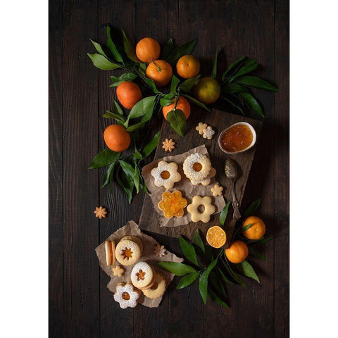 Mandarin Linzer Cookies Black Modern Wood Framed Art Print with Double Matting by Popescu, Diana