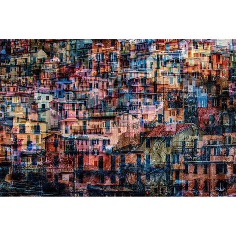 Manarola 1 Black Modern Wood Framed Art Print by Della Latta, Massimo