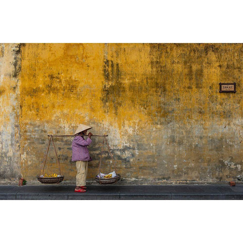 Fruit Seller In Hoi An White Modern Wood Framed Art Print by Riska, Atle