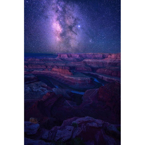 Milky Way Over Dead Horse Point Gold Ornate Wood Framed Art Print with Double Matting by Xu, Mei