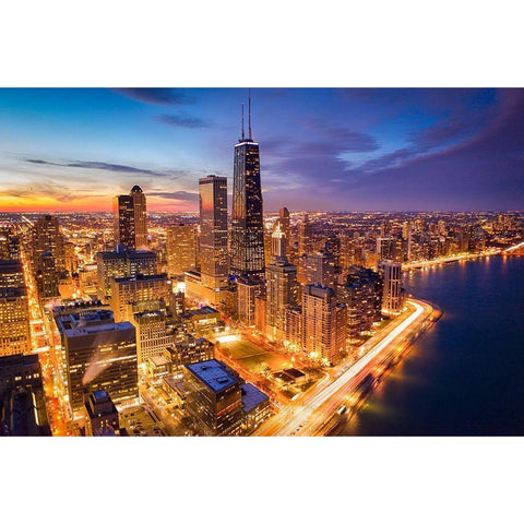 Chicago! Chicago! White Modern Wood Framed Art Print by Zheng, Michael