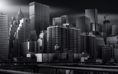 Dark City White Modern Wood Framed Art Print with Double Matting by Ruiz Dueso, Jorge