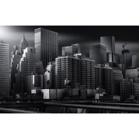 Dark City Black Modern Wood Framed Art Print with Double Matting by Ruiz Dueso, Jorge