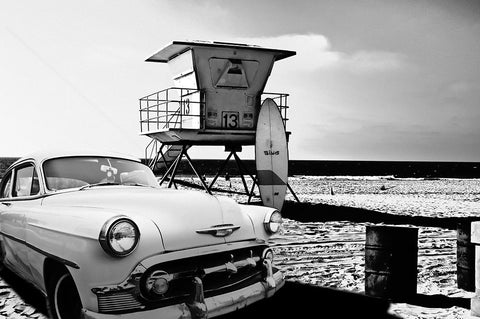 Lifeguard Station 13 Black Ornate Wood Framed Art Print with Double Matting by Butterworth, Larry