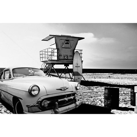 Lifeguard Station 13 White Modern Wood Framed Art Print by Butterworth, Larry