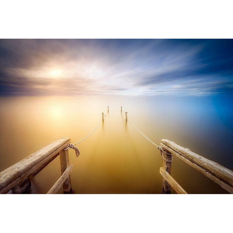 La Escalera Black Modern Wood Framed Art Print with Double Matting by Antonio Trivino, Jose