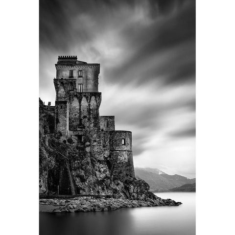 Amalfi Coast Ii White Modern Wood Framed Art Print by Digalakis, George