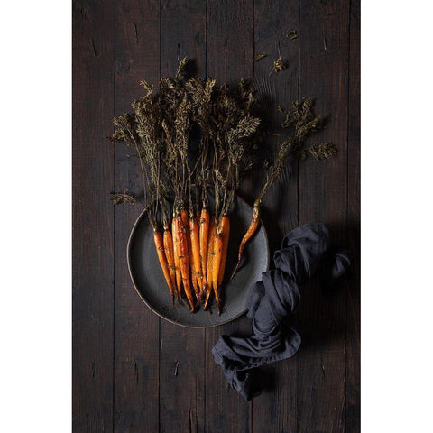 Roasted Carrots Black Modern Wood Framed Art Print with Double Matting by Popescu, Diana