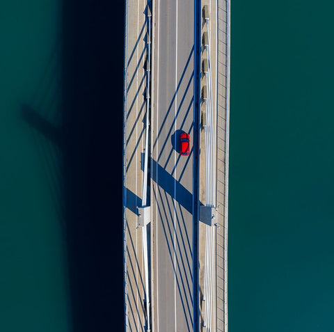 Bridge White Modern Wood Framed Art Print with Double Matting by Kravanja, Jure