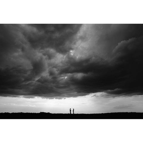 Talk Under The Sky Black Modern Wood Framed Art Print with Double Matting by Ascic, Simun