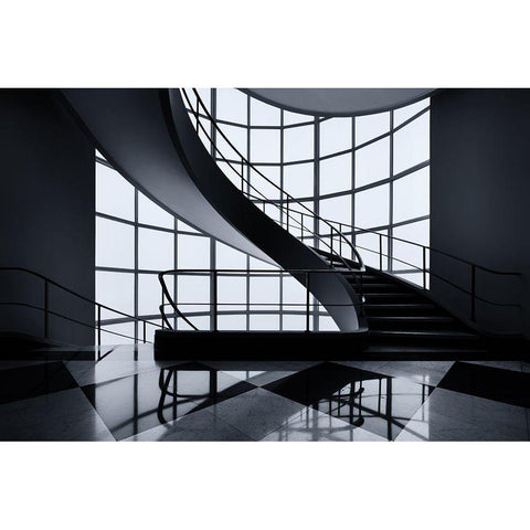 The Graceful Ascent Black Modern Wood Framed Art Print with Double Matting by Van De, Jeroen