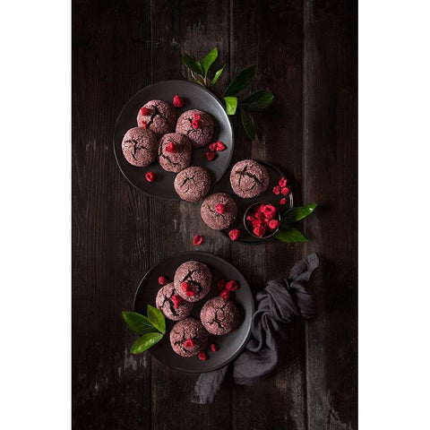 Raspberry Chocolate Crinkle Cookies White Modern Wood Framed Art Print by Popescu, Diana