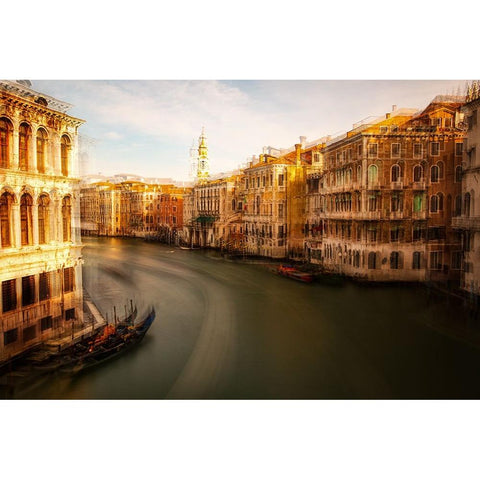 Venezia # 4 Black Modern Wood Framed Art Print by Della Latta, Massimo