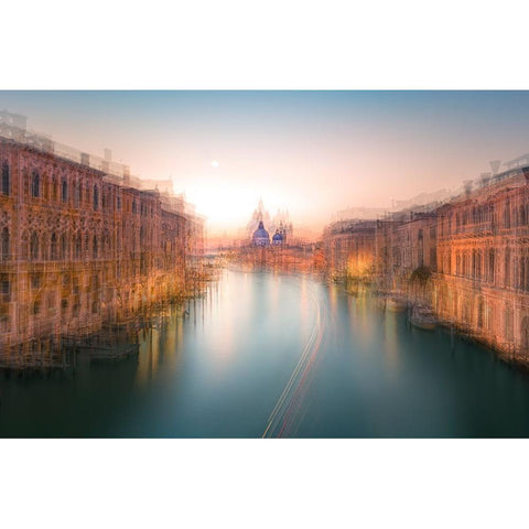 Venezia (AuAdandfrac14;AeM) Gold Ornate Wood Framed Art Print with Double Matting by Deng, Larry