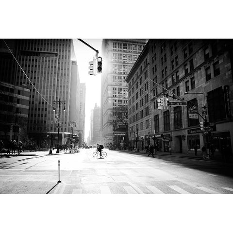 Manhattan - Street Photography Black Modern Wood Framed Art Print with Double Matting by Froyda, Martin