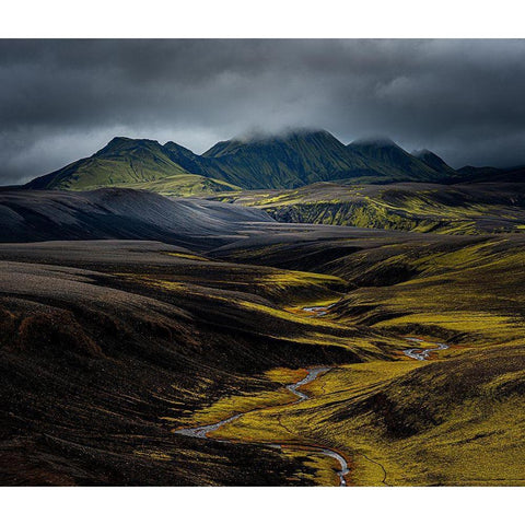 Iceland Highlands White Modern Wood Framed Art Print by Olsson, Ronny