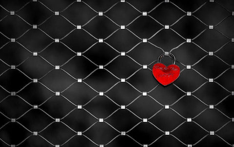 Love Lock White Modern Wood Framed Art Print with Double Matting by Khan, Raju