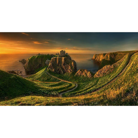 Dunnottar... White Modern Wood Framed Art Print by Browko, Krzysztof
