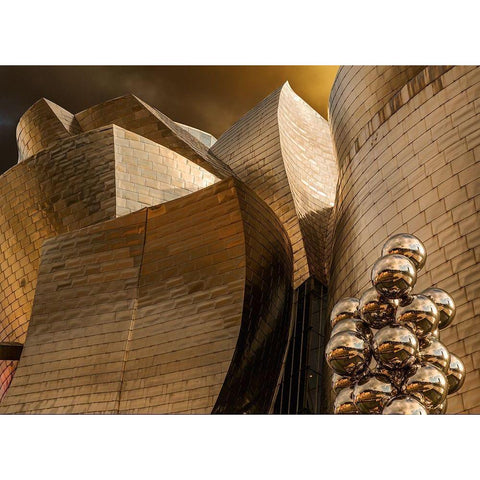 Reflections On Spheres (Serie Guggenheim Bilbao) Gold Ornate Wood Framed Art Print with Double Matting by Domont, Jois