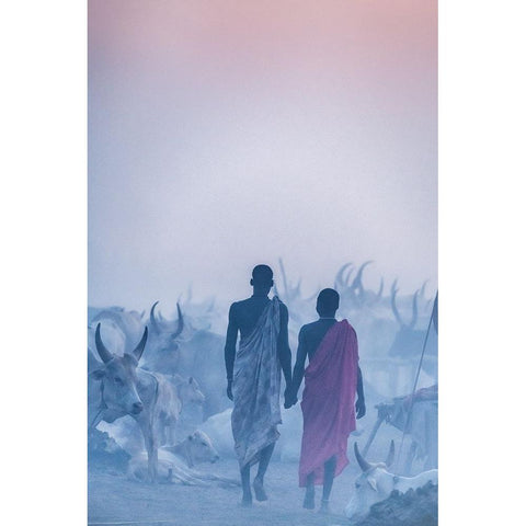 Mundari Camaraderie Black Modern Wood Framed Art Print with Double Matting by Cole, Trevor