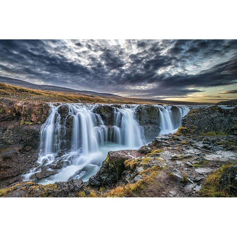 Unknown Falls In Iceland Black Modern Wood Framed Art Print with Double Matting by C. Sink, Jeffrey