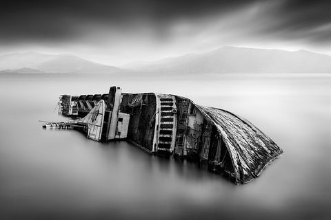 Mediterranean Sky Iii White Modern Wood Framed Art Print with Double Matting by Digalakis, George