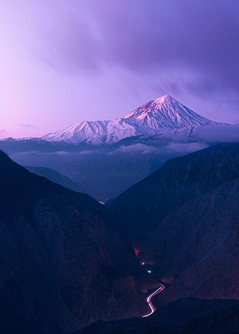 Leading To Mount Damavand Ce Black Ornate Wood Framed Art Print with Double Matting by Behzad, Majid