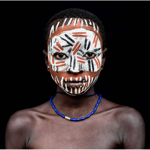 Suri Mask Gold Ornate Wood Framed Art Print with Double Matting by Duarte, Carlos