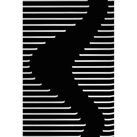 Lines And Curves Black Modern Wood Framed Art Print by Xu, Mei